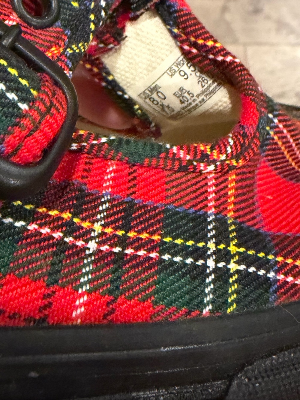 Vans Shoes Womens Size 9.5 Red Plaid Canvas Mary Jane Buckle Strap Casual - Picture 10 of 10